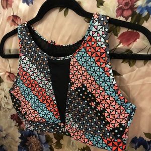 VSX Sport High Neck Mesh Plunge Sport Bra